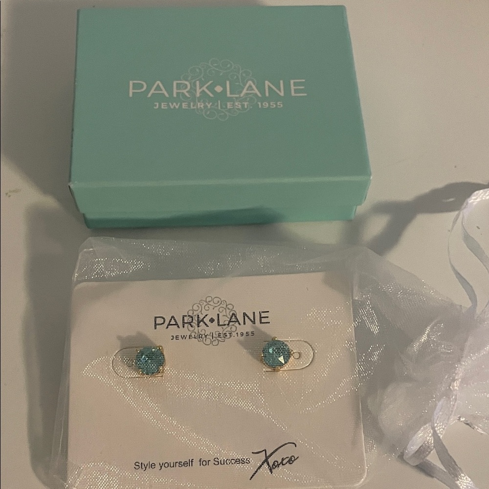 Park Lane Turquoise and Gold Impression Stud Earrings